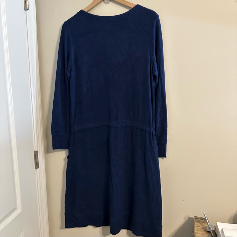 Soft Surroundings Blue Fleece Drawstring Waist Dress size Medium - Picture 10 of 10